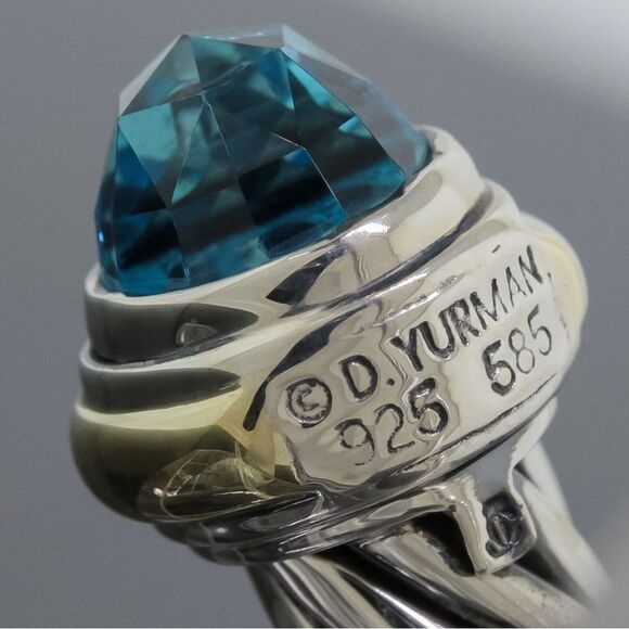 David Yurman Blue Topaz 7mm Cable Classics Bangle Bracelet - Picture 4 of 5